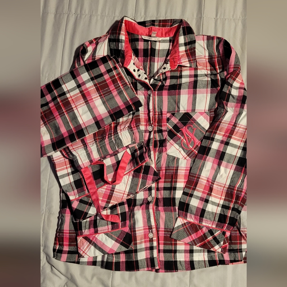 Victorias Secret pink plaid flannel pjs